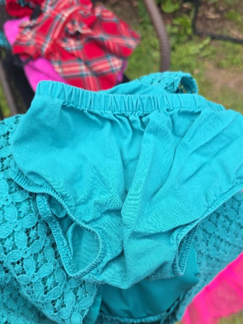Carter's Teal Lace Party Dress with Silver Bow Belt